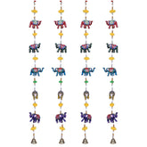 Kuber Industries Handcrafted Elephant Door Latkan with Bells|Rajasthani Traditional Hanging Windchimes Pair for Home Decoration,Pack of 2 (Multicolor)